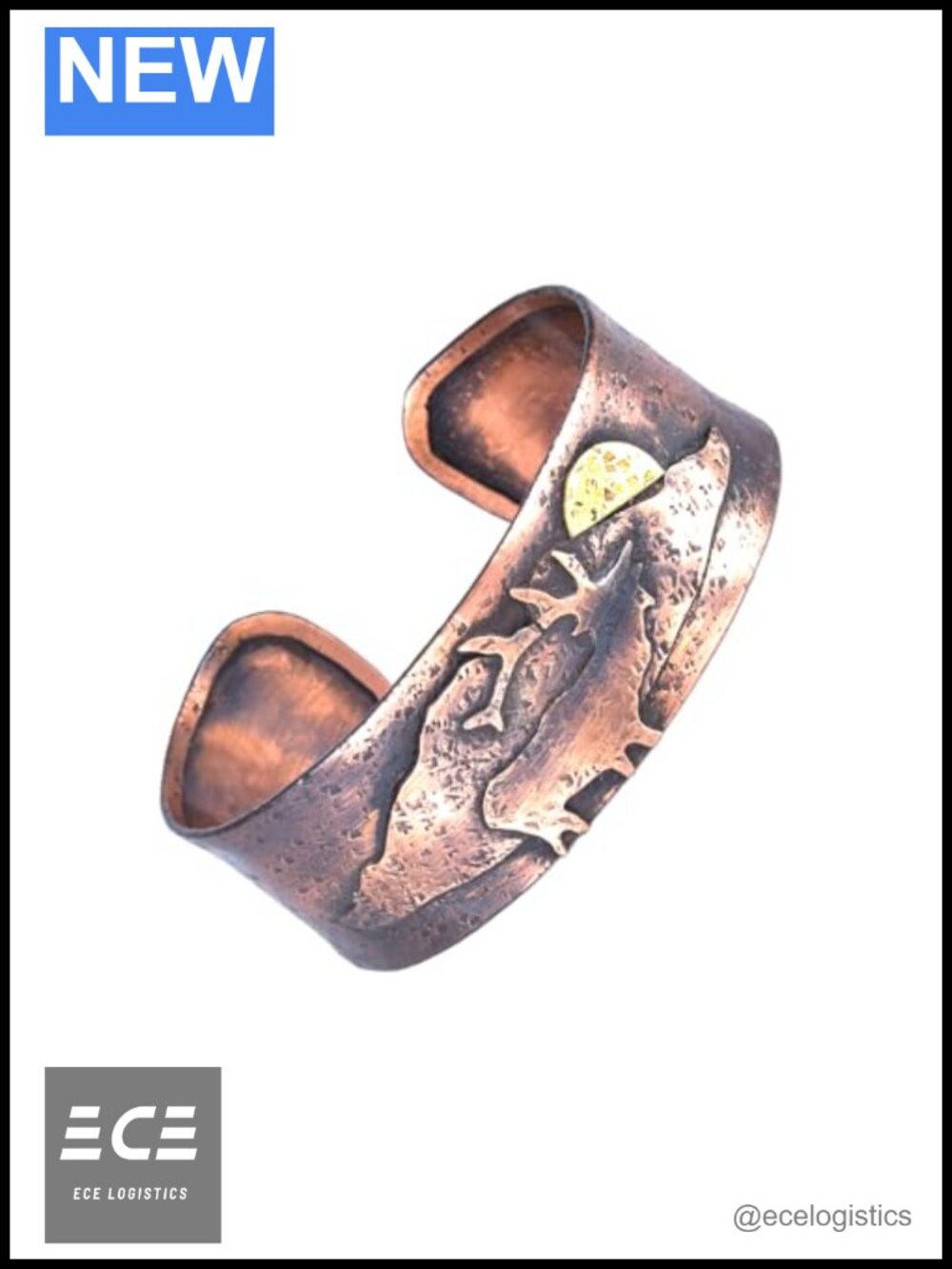 Handmade Pure Copper Cuff Bracelet Adjustable Engraved Wildlife Jewelry